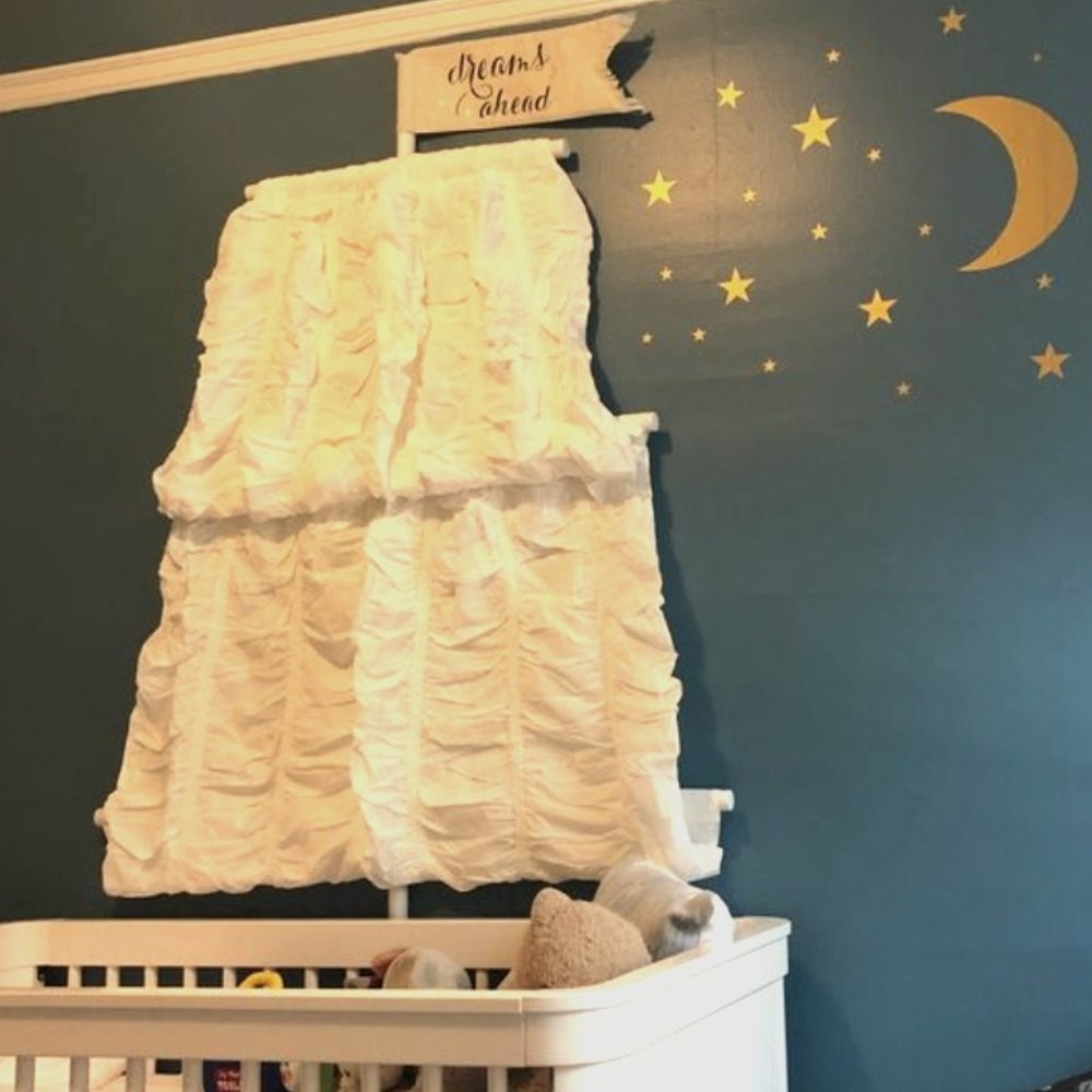 Rare Pottery Barn Kids Sweet Dreams Ahead Sail Wall Hanging Bed Kids Canopy.